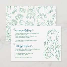 Grönt Hand plockade Peony Flowers Bröllop Tilläggskort