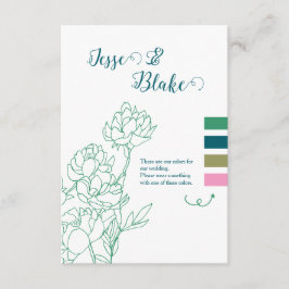 Grönt Hand plockade Peony Flowers Bröllop Tilläggskort