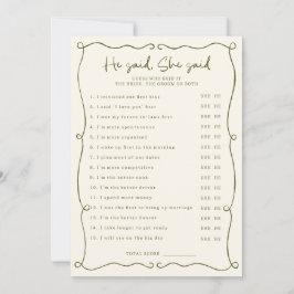 Grönt Hand plockade sa att hon sa "Game Card" Inbjudningar