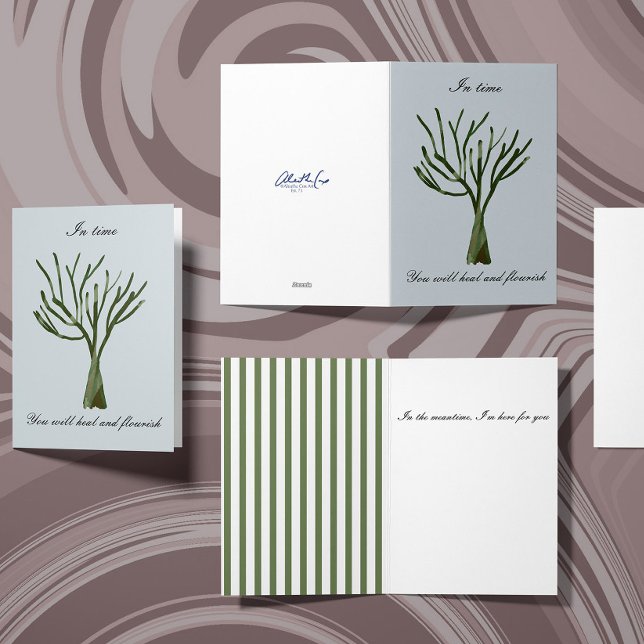 Grönt, hand plockade, träd, hjärtlig kort (Skapare uppladdad)