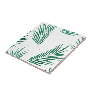 Grönt Handflatan Blommigt Kakelplatta