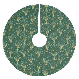 Grönt Handflatan Löv Art Deco Julgransmatta Borstad Polyester