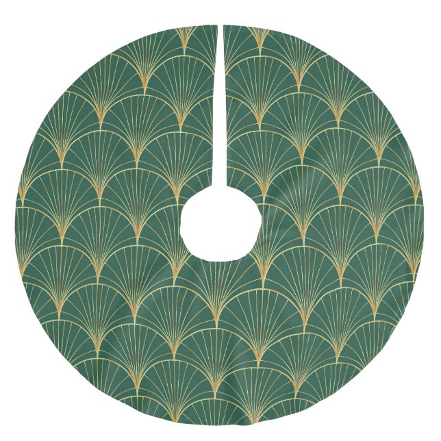 Grönt Handflatan Löv Art Deco Julgransmatta Borstad Polyester (Framsidan)