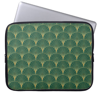 Grönt Handflatan Löv Art Deco Laptop Fodral