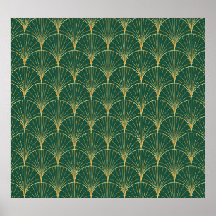 Grönt Handflatan Löv Art Deco Poster