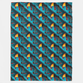 Grönt Handflatan Löv Mönster Fleecefilt