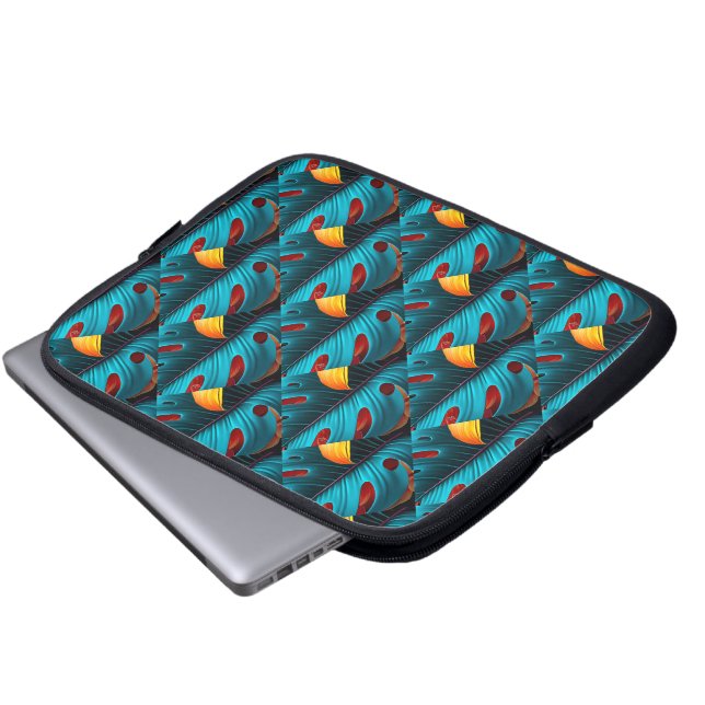Grönt Handflatan Löv Mönster Laptop Fodral (Framre botten)