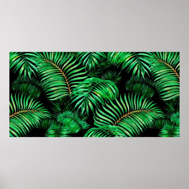 Grönt handflatan löv mönster poster (Framsidan)