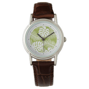 Grönt Handflatan Löv Rainforest Mönster Armbandsur