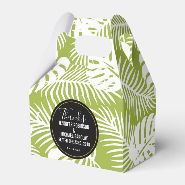 Grönt Handflatan Löv Rainforest Mönster Bröllop Presentaskar (Framsidan Sidan)
