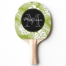 Grönt Handflatan Löv Rainforest Mönster Monogram