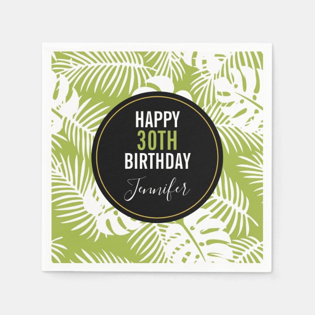 Grönt Handflatan Löv Rainforest Mönster Pappersservett (Framsidan)