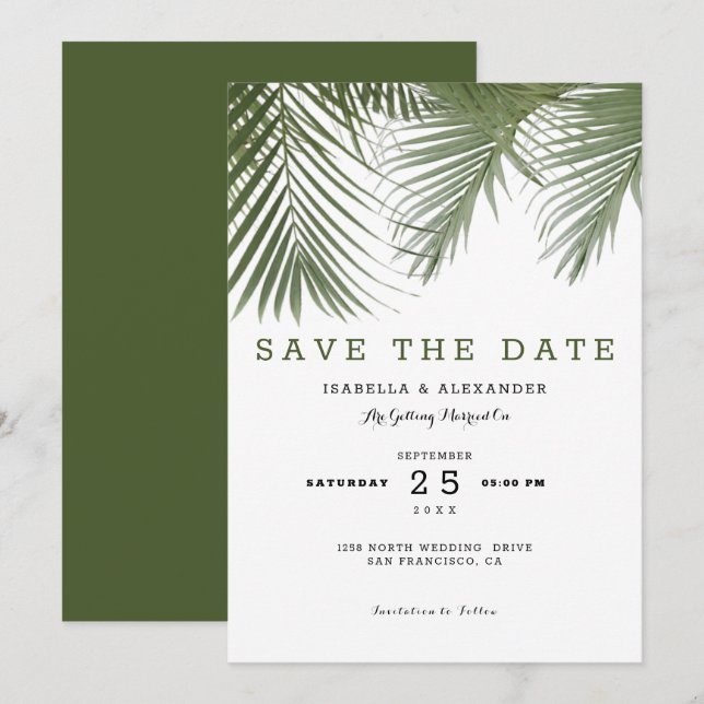Grönt Handflatan Träd Inbjudningar (Fram/baksida)