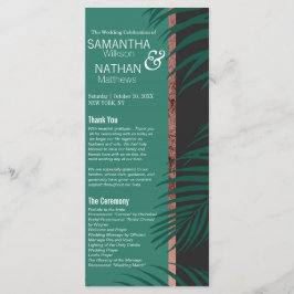 Grönt Handflatan Träd Löv Svarta Ro Guld Bröllop v Program