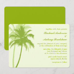 Grönt Handflatan Träd Tropical Beach Wedding Inbjudningar