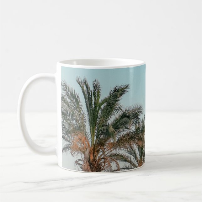 GRÖNT HANDFLATAN TRÄD under BLÅ HIMMEL Kaffemugg (Vänster)