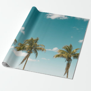 Grönt handflatan träd under blå himmel på morgonen presentpapper