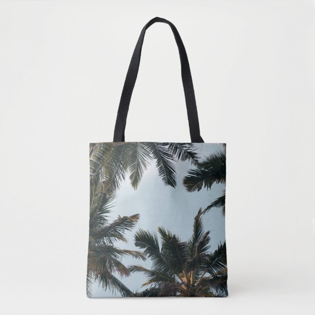 Grönt handflatan träd under vita himlar på morgone tygkasse (Framsida)