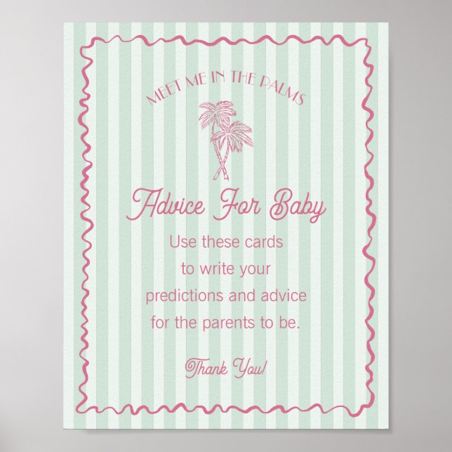 Grönt Handflatan Vår Pastel Beach Advice for Baby Poster (Framsidan)