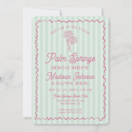 Grönt Handflatan Vår Pastel Beach Birthday Helg Inbjudningar