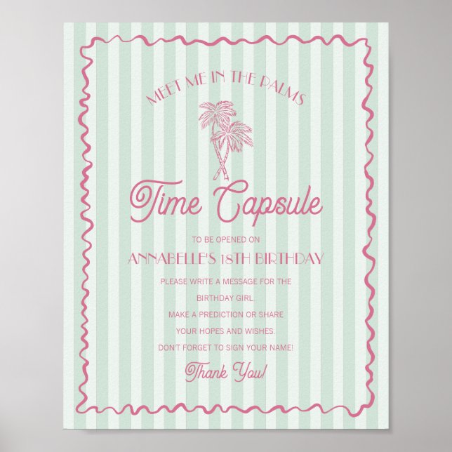 Grönt Handflatan Vår Pastel Beach Time Capsule Poster (Framsidan)