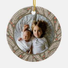 Grönt Handritad julfoto Gräs Träd Löv i Julgransprydnad Keramik