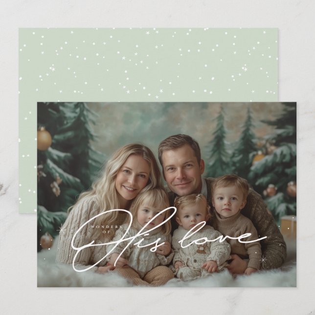 Grönt Hans Kärlek-julkort Inbjudningar (Fram/baksida)