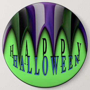 Grönt Happy halloween-strimlade Fanglar Knapp