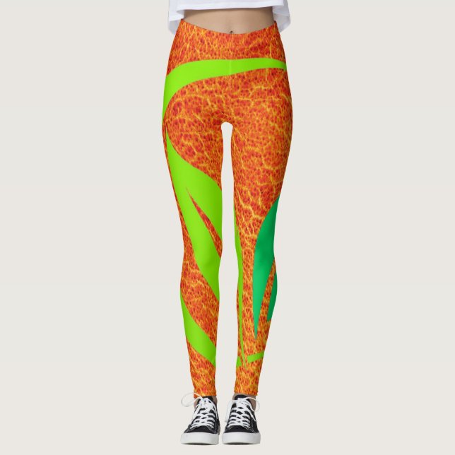 Grönt Harmony Löv Leggings (Framsida)