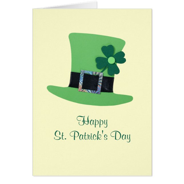 Grönt hat med klöver för St. Patrick's day Hälsningskort (Framsidan)