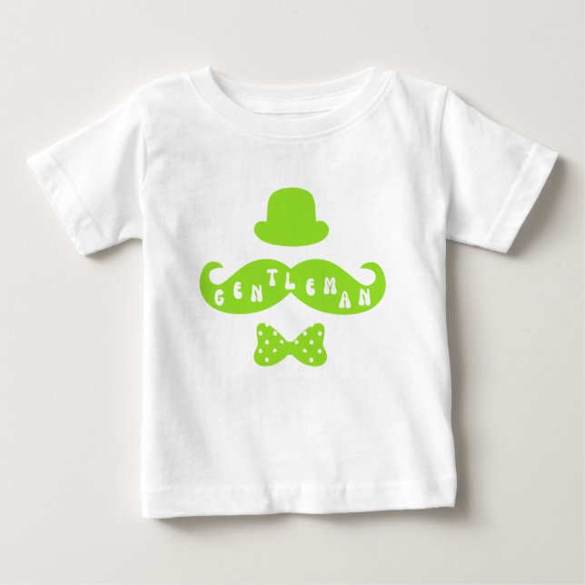 Grönt Hat Mustache Avslappnad Pojke T-Shirt (Framsida)