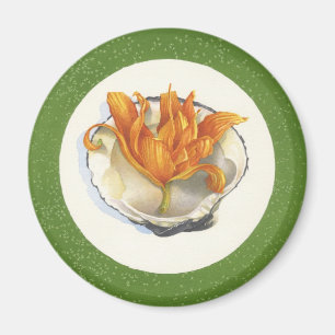 GRÖNT HAVASKAMAGASIN MED ORANGE BRYTNING MAGNET