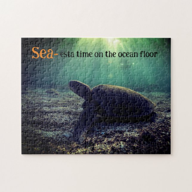 Grönt havssköldpadda på golv pussel (Horisontell)