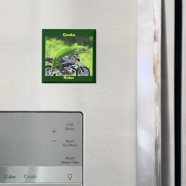 Grönt Hawaiian Gecko Rider Magnet (In Situ (Fridge))