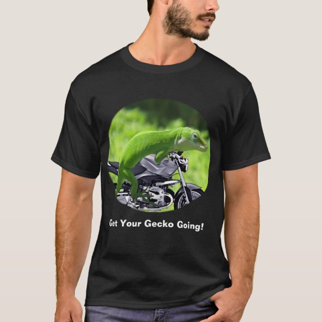 Grönt Hawaiian Gecko Rider Mörk T-Shirt (Framsida)
