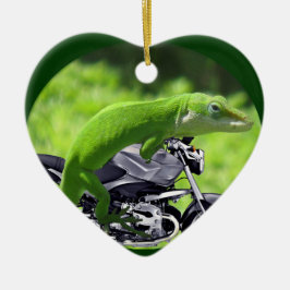 Grönt Hawaiian Gecko Rider Ornament