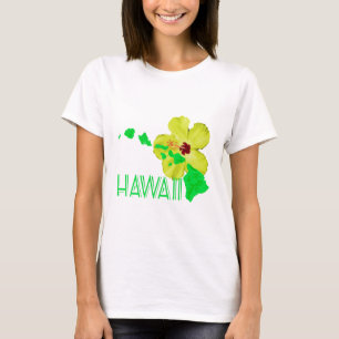 Grönt Hawaiian Island Hibiscus Flower T Shirt