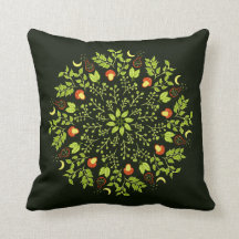 Grönt häxpoppssvamp lövs plantor mandala