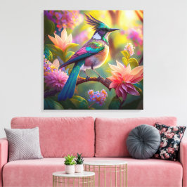 Grönt Headed Jay Fantasy Bird Canvastryck