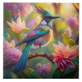 Grönt Headed Jay Fantasy Bird Kakelplatta