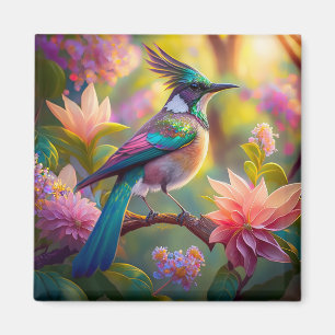 Grönt Headed Jay Fantasy Bird Magnet