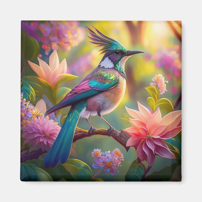 Grönt Headed Jay Fantasy Bird Magnet (Framsidan)