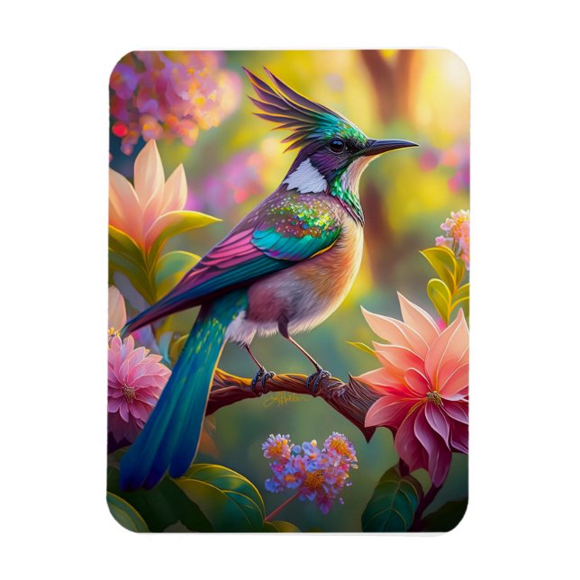 Grönt Headed Jay Fantasy Bird Magnet (Vertikal)