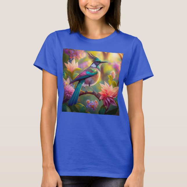 Grönt Headed Jay Fantasy Bird T Shirt (Framsida)