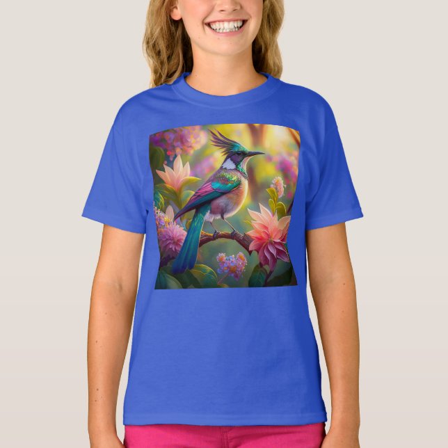 Grönt Headed Jay Fantasy Bird T Shirt (Framsida)