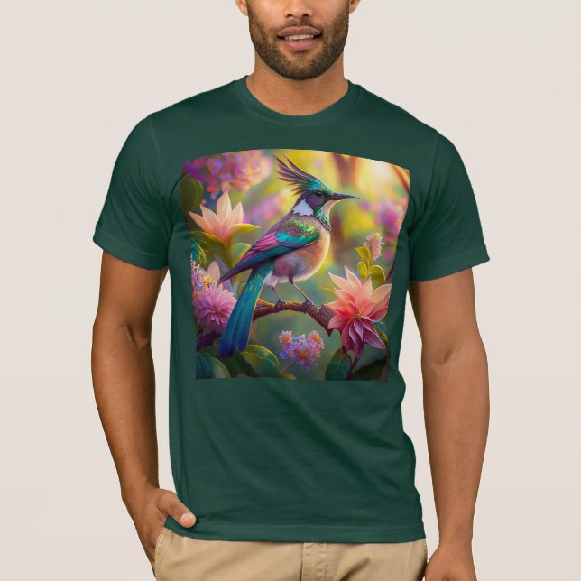 Grönt Headed Jay Fantasy Bird T Shirt (Framsida)