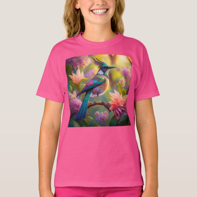 Grönt Headed Jay Fantasy Bird T Shirt (Framsida)