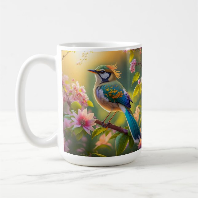 Grönt Headed Teal Winged Fantasy Bird Kaffemugg (Vänster)