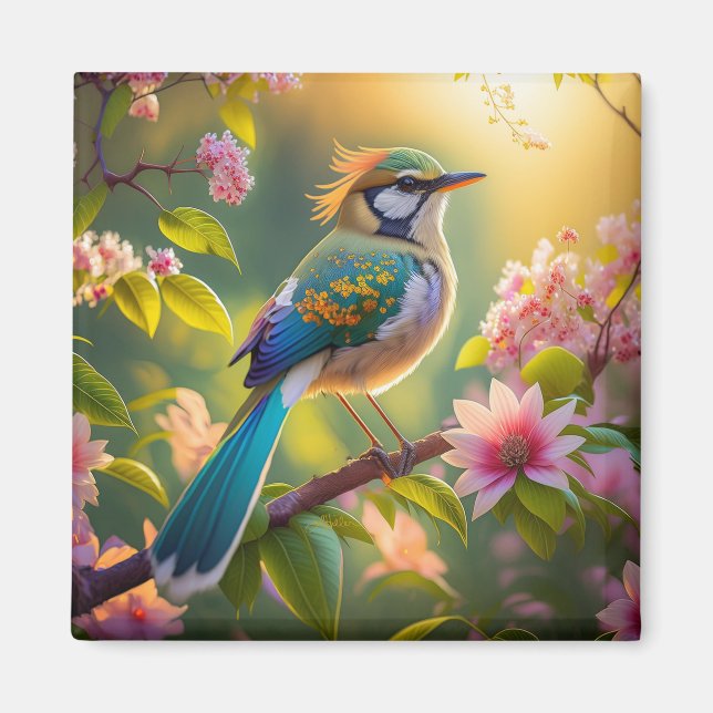 Grönt Headed Teal Winged Fantasy Bird Magnet (Framsidan)