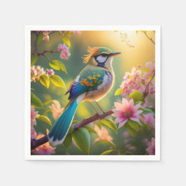 Grönt Headed Teal Winged Fantasy Bird Pappersservett